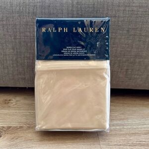 Ralph Lauren Queen Bedford Sateen Flat Sheet - Champagne Beige 800 Thread Count